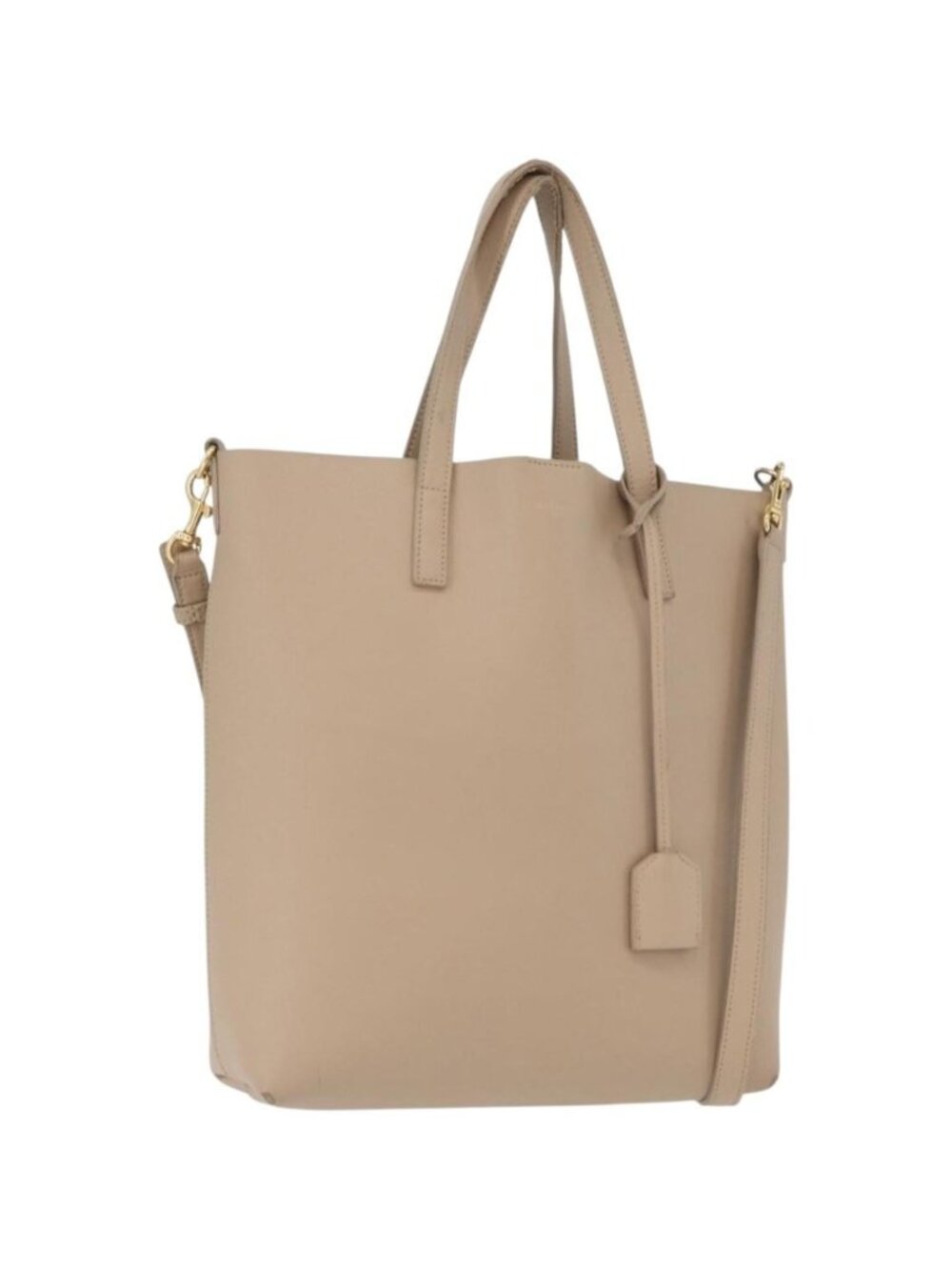 SAINT LAURENT Tote Bag Leather 2way Beige Gold